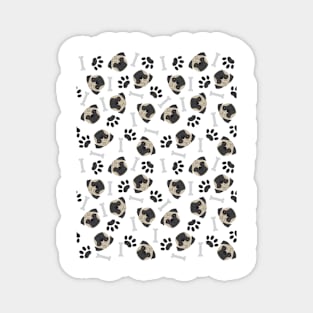 Pug, paw and bones pattern Magnet