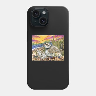 Piping Plovers and Chicks Phone Case