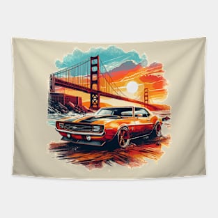 Chevy camaro with Golden Gate Bridge Tapestry