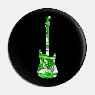 Green Flame Guitar Silhouette on White Pin