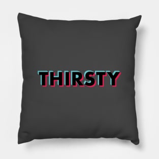 Thirsty Glitch Black Pillow