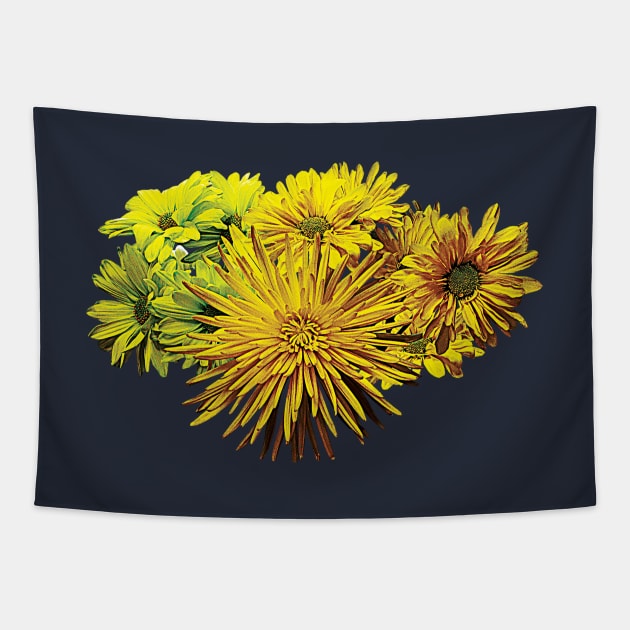 Daisies - Shades of Yellow Daisies and Mums Tapestry by SusanSavad