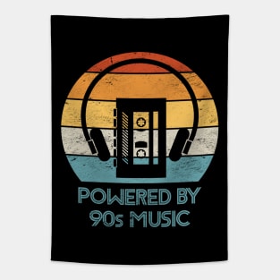 Powered by 90s Music: Retro Cassette Tape Player & Headphones Design Tapestry