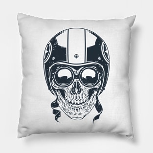 Skull in Racer Helmet Pillow