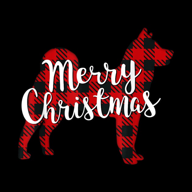 Merry Christmas Plaid Akita Dog by Rojio