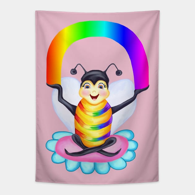 Rainbow Spectrum Bee Bee Tapestry TeePublic
