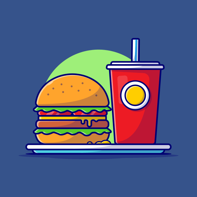 Burger And Soda Cartoon Vector Icon Illustration (2) by Catalyst Labs