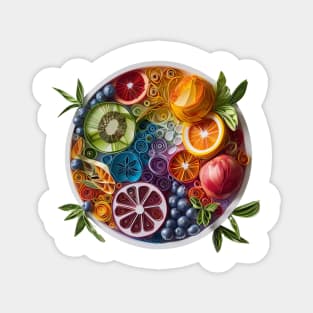 Whirls of Flavor: A Paper Quilled Kirigami Fruit Bowl Extravaganza Magnet