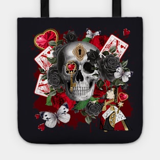 GOTHIC VINTAGE QUEEN OF HEARTS SKULL, OFF WITH THEIR HEAD Tote