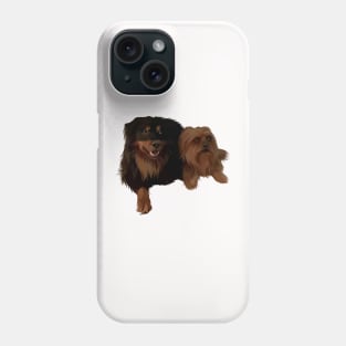 two cute brown puppies-vector art the dog Phone Case
