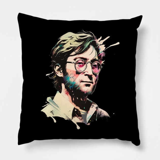 John Lennon Painting Pillow by EricaScarletta