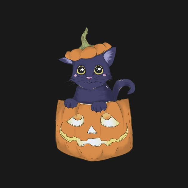 Pocket Cat and Jack-O-Lantern by TheGhoulishGarb