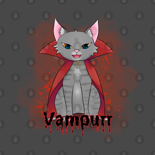 Kawaii Vampire Cat by AranisuDrawings