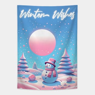 Winter wishes: Enchanting Snowman Christmas Tee Tapestry