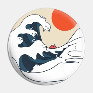 The Great Wave of Cats Pin