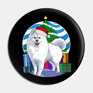 Samoyed Dog Cute Santa Christmas Gift Pin