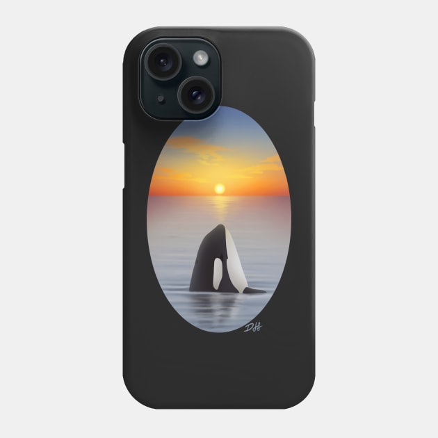 Orca Whale Spyhop at Sunset Phone Case by DahlisCrafter