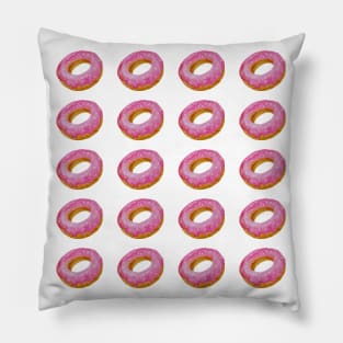 Watercolor donuts pattern - pink and white background Pillow