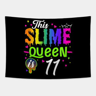 Kids This Slime Queen Is 11 Girl 11th Birthday Party Squad Outfit Tapestry