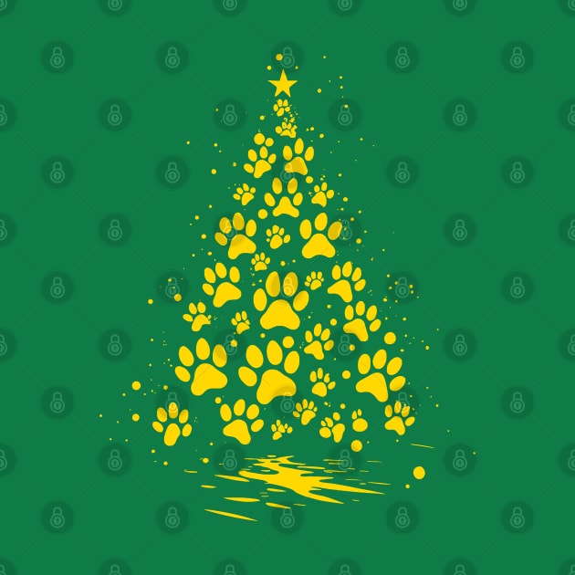 Dog Lover Paw Print Christmas Tree 4 by taiche