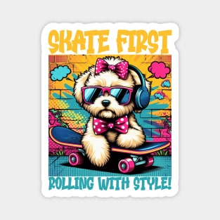 Maltipoo Skater Street Magnet