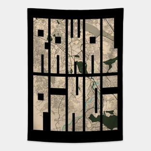 Rawalpindi, Pakistan City Map Typography - Vintage Tapestry