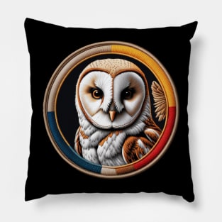 Barn Owl Embroidered Patch Pillow