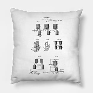 Electric Arc Lamp Vintage Patent Hand Drawing Pillow