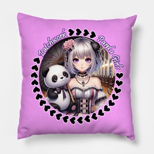 Patchwork Panda Girls Pillow