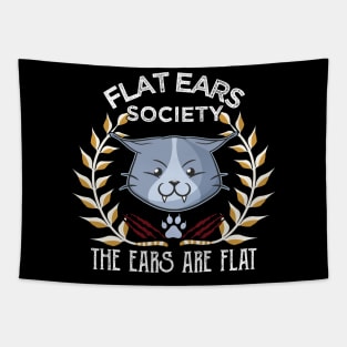 The Flat Ear Society Angry Cat Funny Meme Tapestry