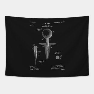 Golf Tee Patent - Golfing Tee Art - Black Chalkboard Tapestry