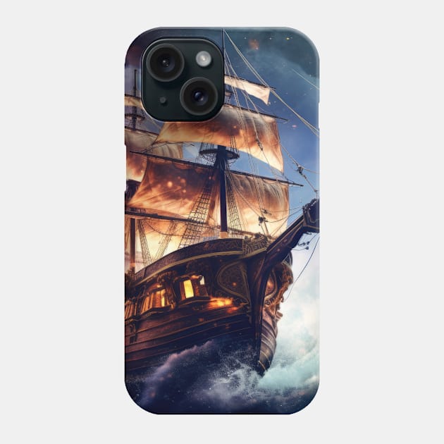 Pirates Ship Otherworldly Dimension Fantastic Cosmic Surrealist Phone Case by Cubebox