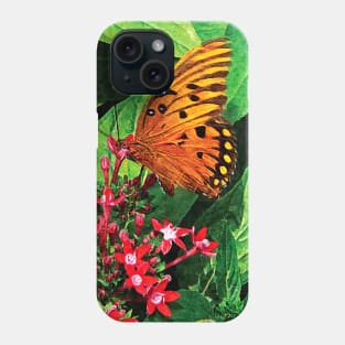 Butterflies - Orange Butterfly on Kalanchoe Phone Case