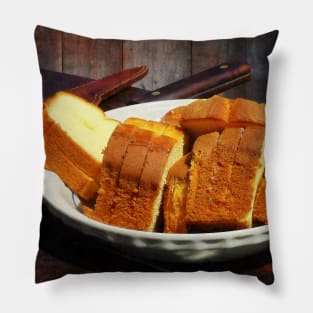 Food - Plate With Sliced Bread and Knives Pillow