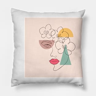 Woman face and geometric shapes Pillow