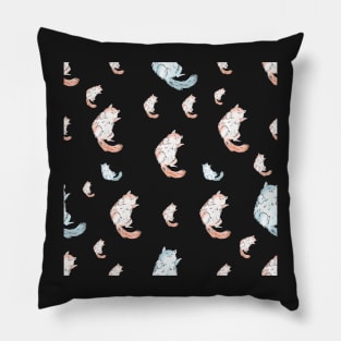 Cats Patterns Stickers Colorful Matte Black Pillow