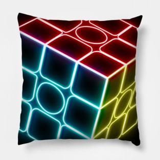 Neon Cube - Rubik's Cube Inspired Design for people who know How to Solve a Rubik's Cube Pillow