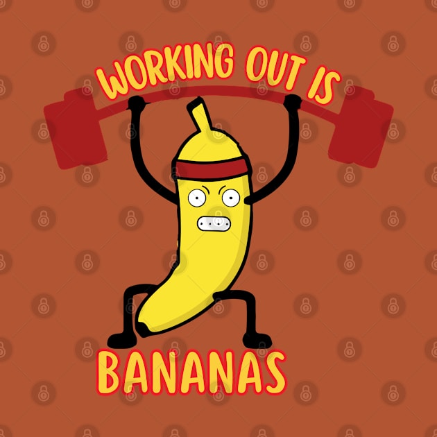 Working Out Is Bananas Funny Banana Lifting Weight by Illustradise