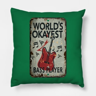 "Retro Groove: Okayest Bass Player" - Funny Musician Bass Music Pillow