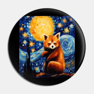 starry night red panda Pin