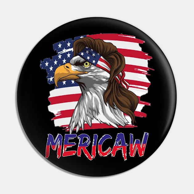 Eagle Mullet 4th Of July USA American Flag Merica Mericaw Pin by Saad Store 