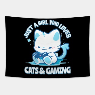 Just a Girl Who Loves Cats & Gaming Tapestry