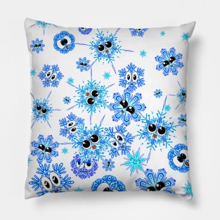 Cartoon Snowflakes / Emoji Snowflakes Pillow