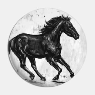 Painting of a Gorgeous Black Mustang Horse Running Pin