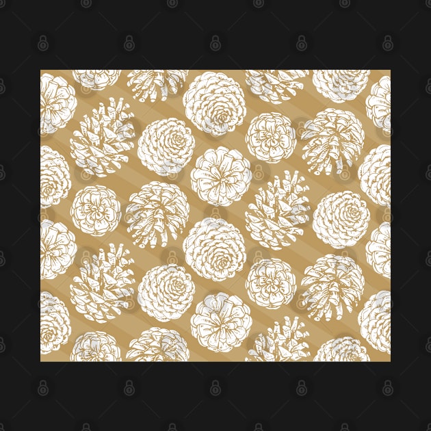 Pine Cones on Striped Kraft Background by machare