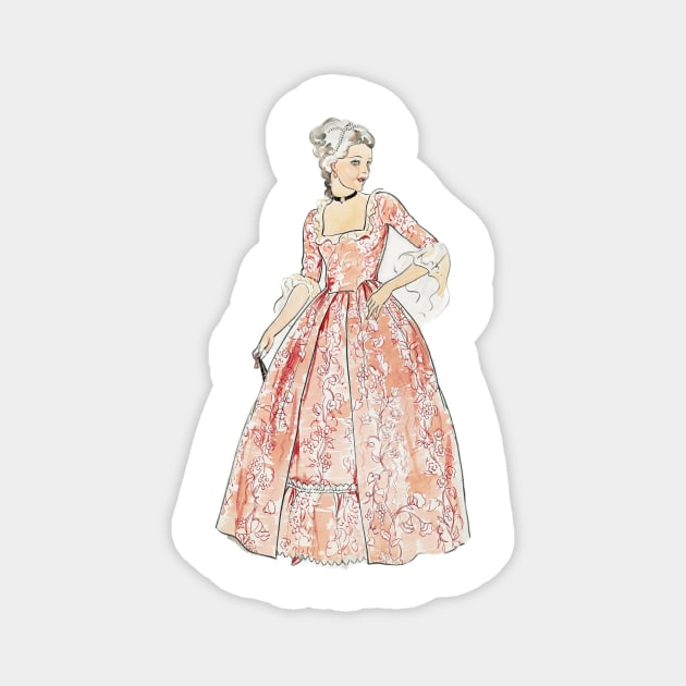 18th Century Lady in Evening Dress Magnet by ellanely