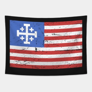 United States Flag With Knights Templar Cross Tapestry