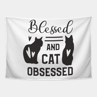 Blessed And Cat Obsessed Tapestry