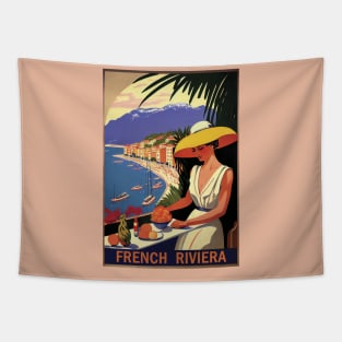 French Riviera Vintage Travel Poster Tapestry