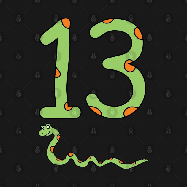 Snake Birthday Boy 13th Thirteenth Kids Reptile Animal Number 13 Bday Men Safari by Shirtsurf